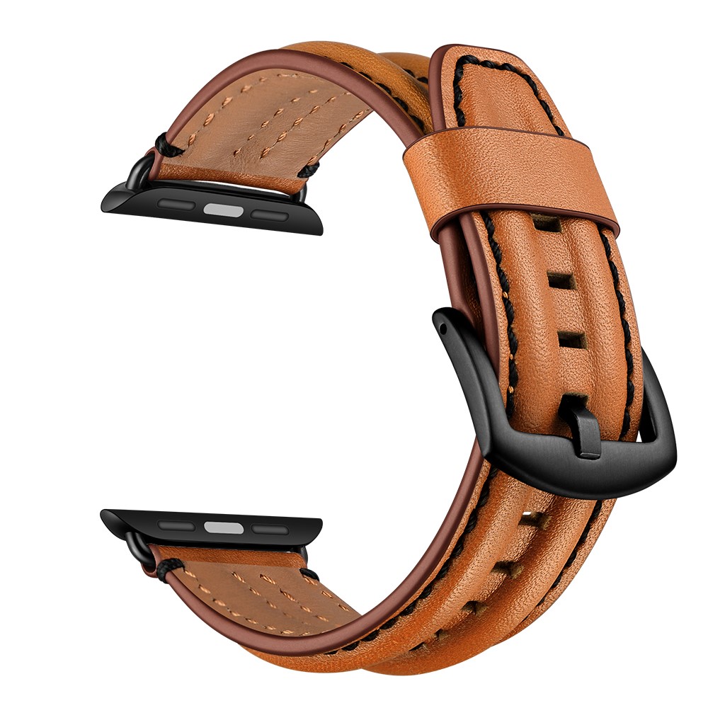  Äkta Läder Armband Apple Watch 42/44/45/46/49 mm Brun