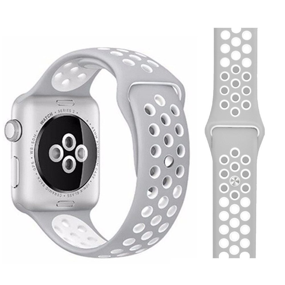  Ihåligt Silikon Armband Apple Watch 42/41/40/38 mm (M/L) - Grå/Vit