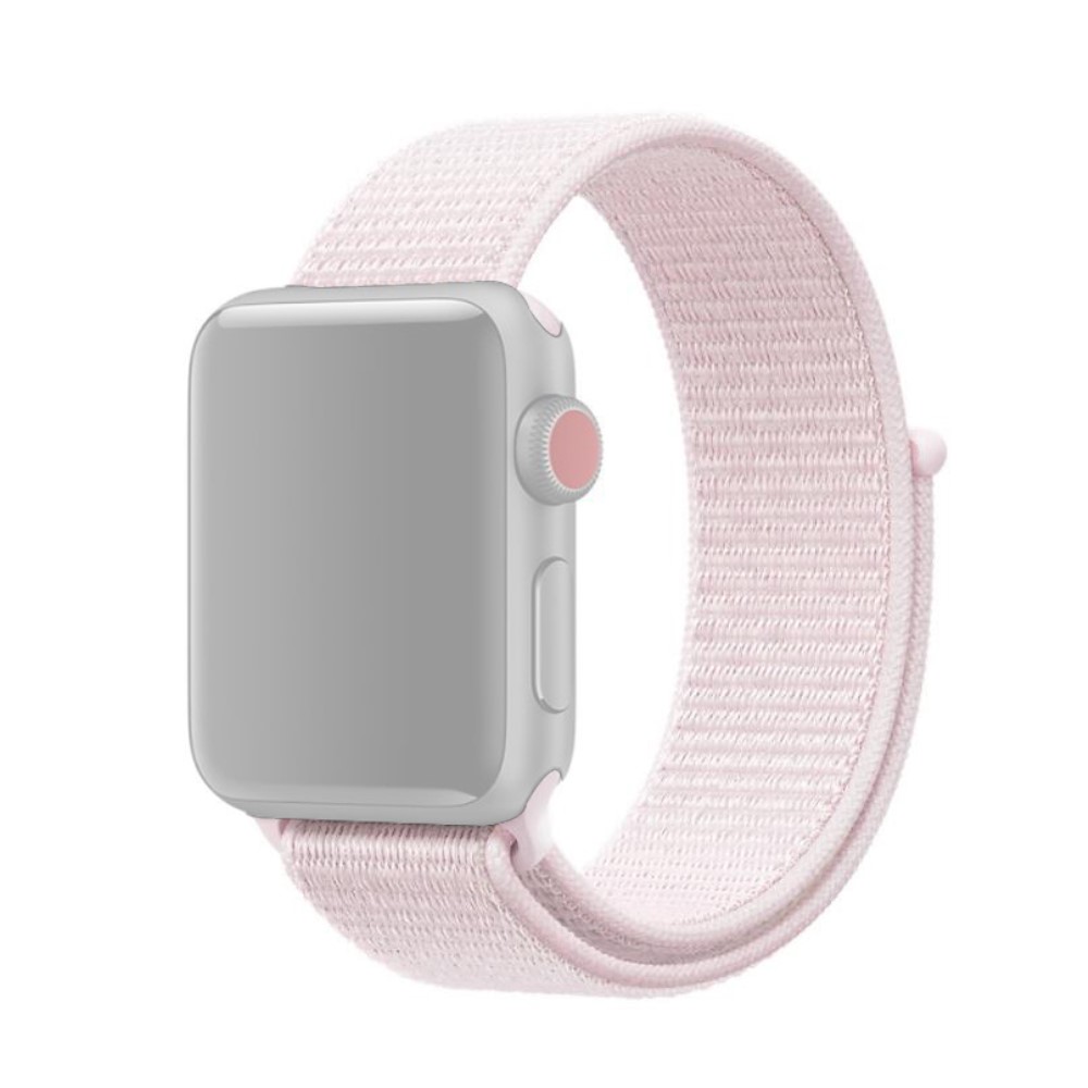  Nylon Loop Armband Justerbart Apple Watch 42/44/45/46/49 mm Ljus Rosa