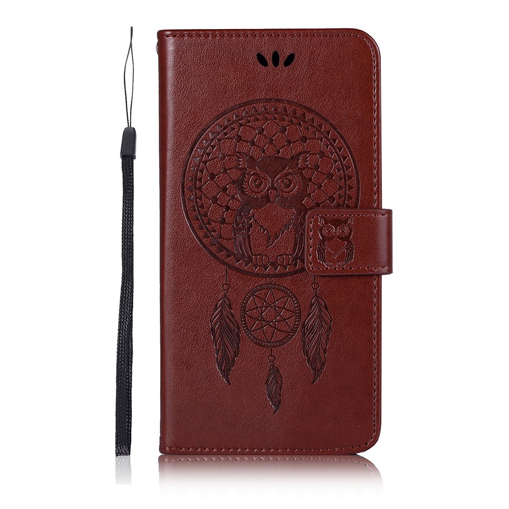  Xiaomi Redmi Note 10 Pro - Owl Dream Catcher Läder Fodral - Brun