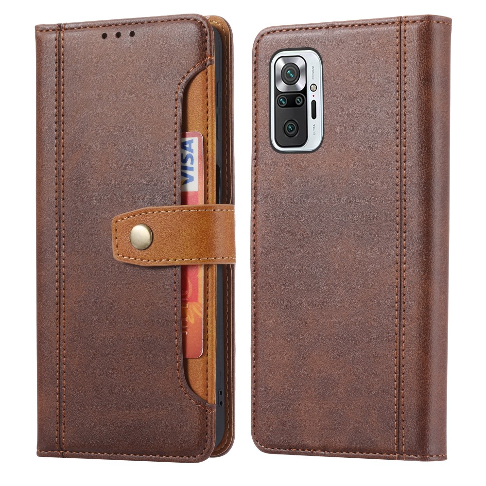  Xiaomi Redmi Note 10 Pro - Premium Läder Fodral - Brun