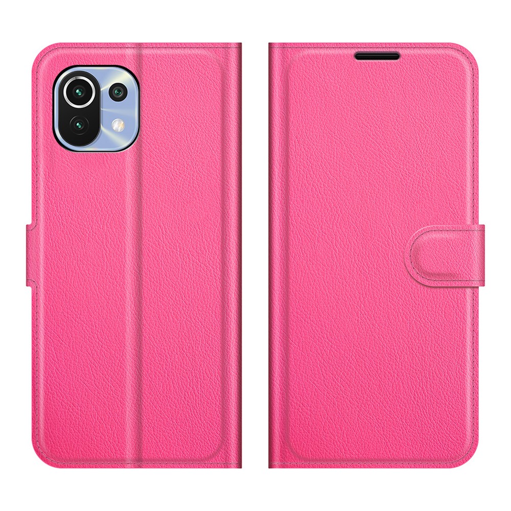  Xiaomi Mi 11 Lite - Litchi Läder Fodral - Rosa