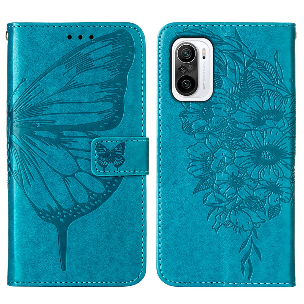  Xiaomi Mi 11i - Butterfly Läder Fodral - Blå