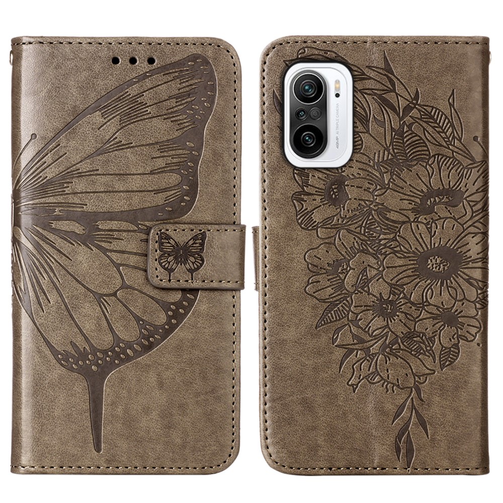  Xiaomi Mi 11i - Butterfly Läder Fodral - Grå