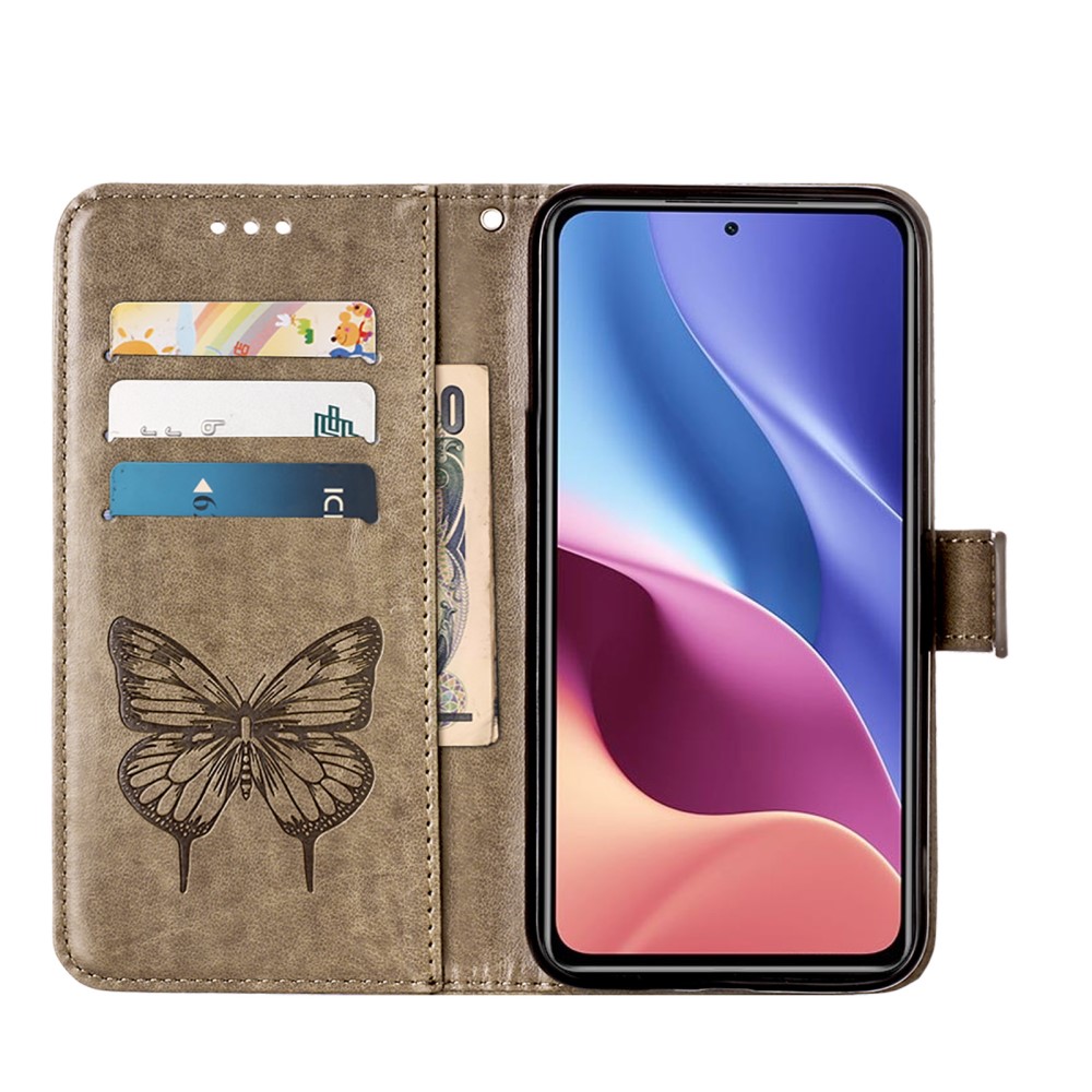  Xiaomi Mi 11i - Butterfly Läder Fodral - Grå
