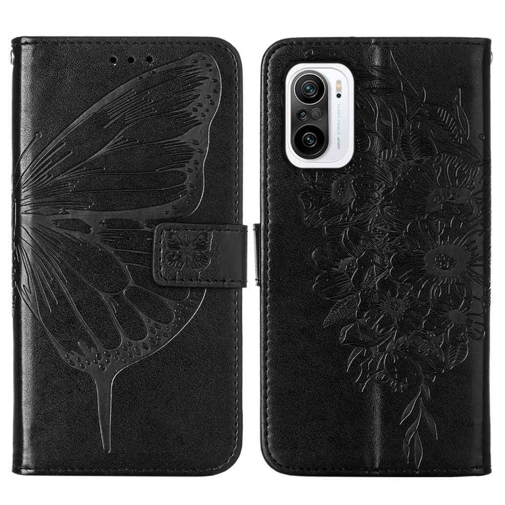  Xiaomi Mi 11i - Butterfly Läder Fodral - Svart