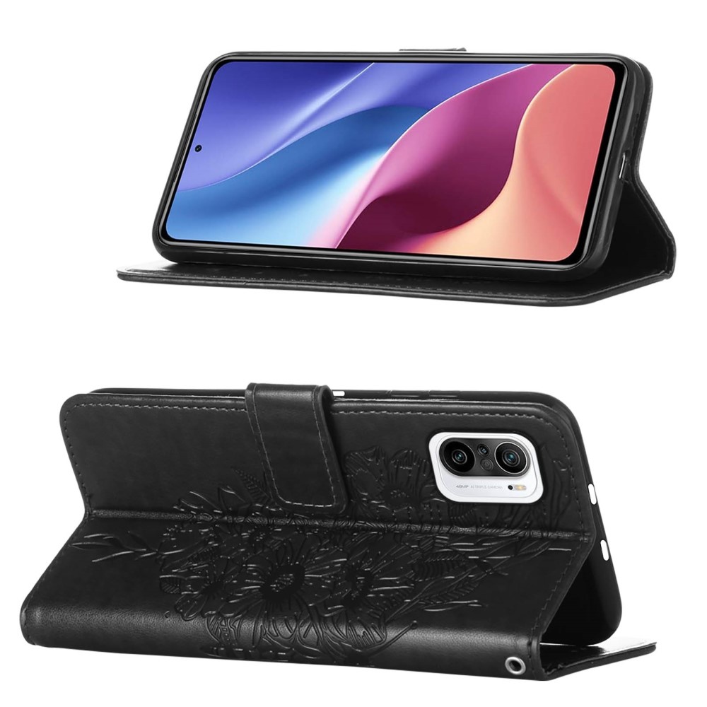  Xiaomi Mi 11i - Butterfly Läder Fodral - Svart