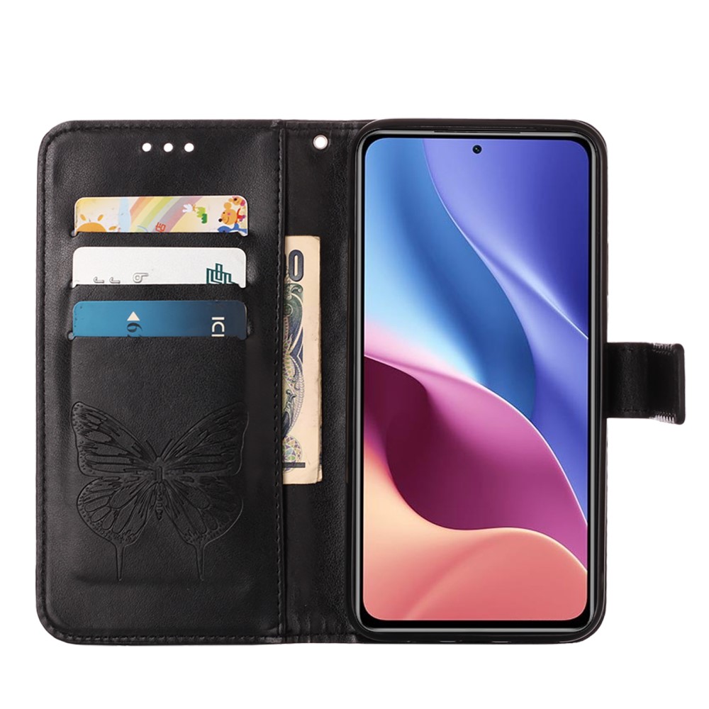  Xiaomi Mi 11i - Butterfly Läder Fodral - Svart