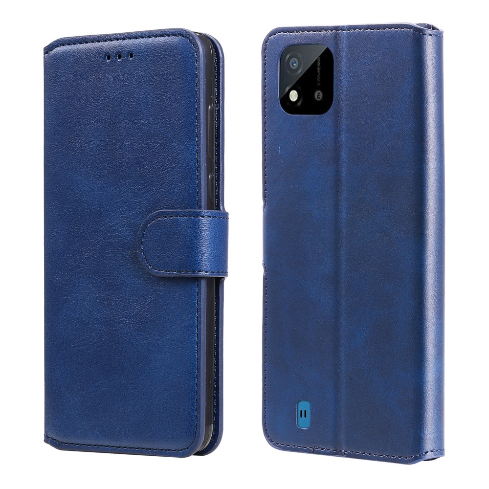  Realme C21 - Solid Läder Fodral - Blå