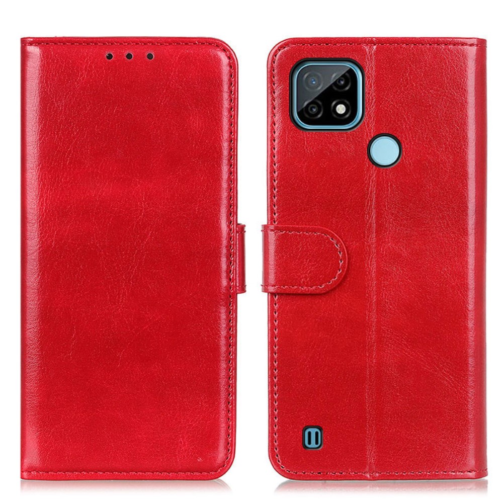  Realme C21 - Crazy Horse Läder Fodral - Röd