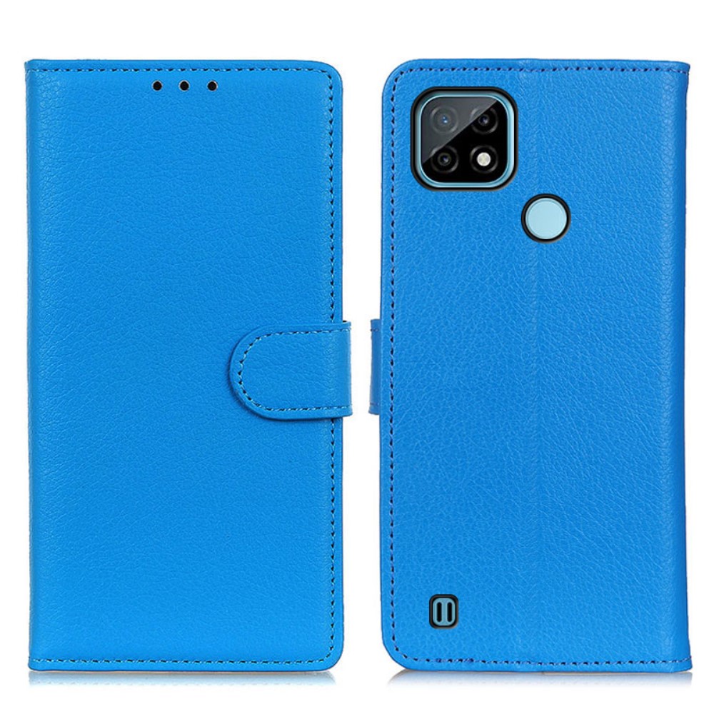  Realme C21 - Litchi Läder Fodral - Blå