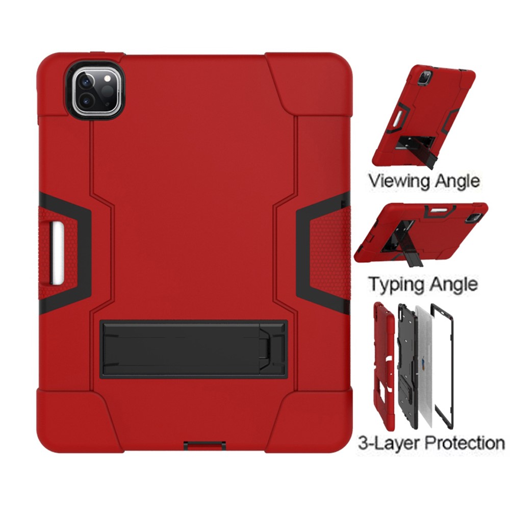  iPad Pro 11 (2018/2020/2021) - Shockproof Hybrid Skal Med Kickstand - Röd