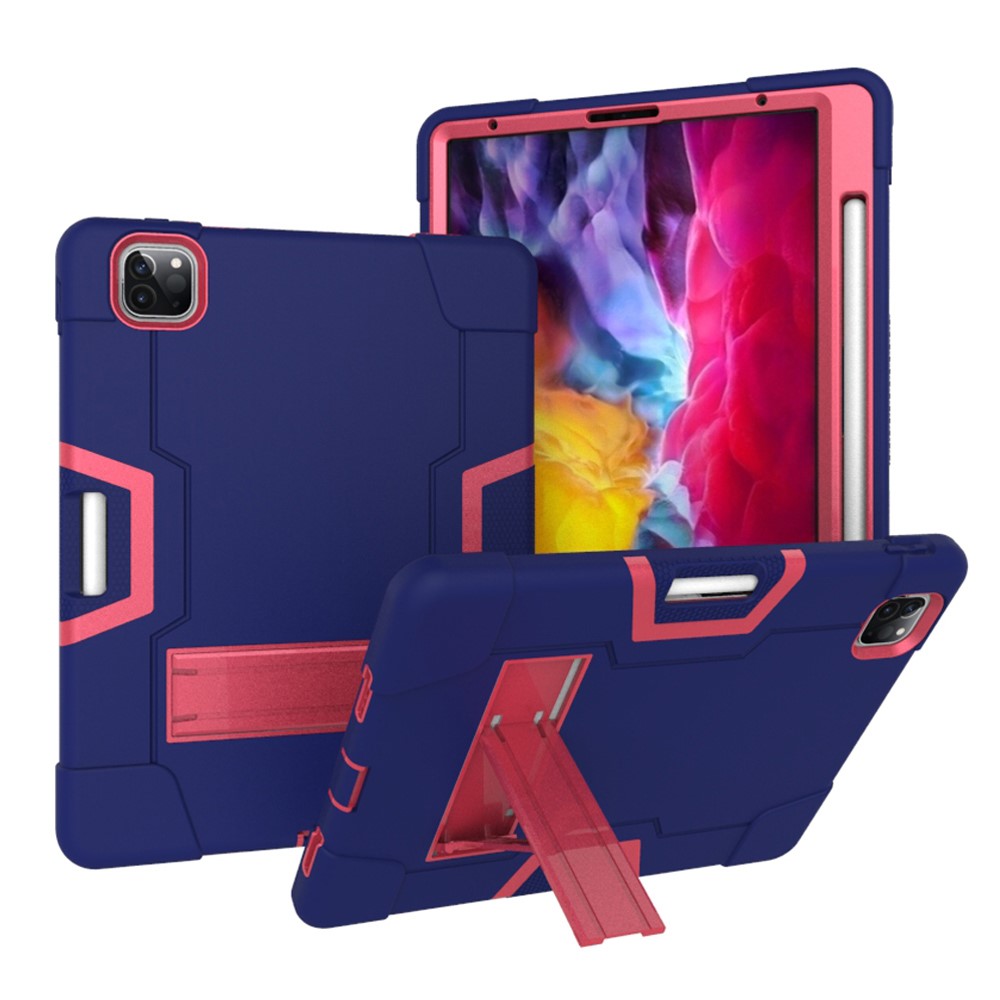  iPad Pro 11 (2018/2020/2021) - Shockproof Hybrid Skal Med Kickstand - Blå/Rosa
