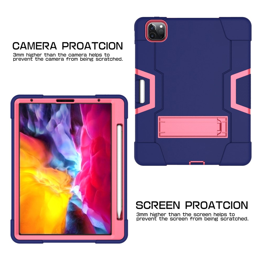  iPad Pro 11 (2018/2020/2021) - Shockproof Hybrid Skal Med Kickstand - Blå/Rosa