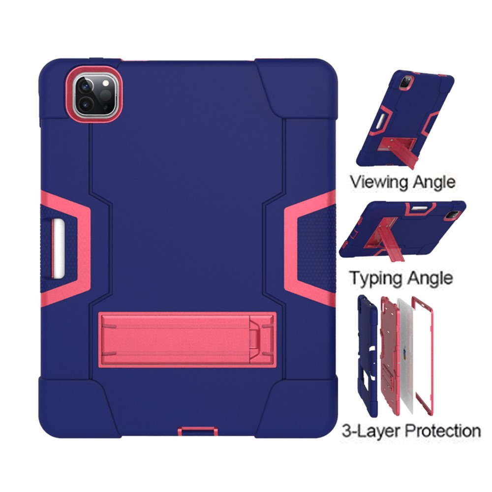  iPad Pro 11 (2018/2020/2021) - Shockproof Hybrid Skal Med Kickstand - Blå/Rosa
