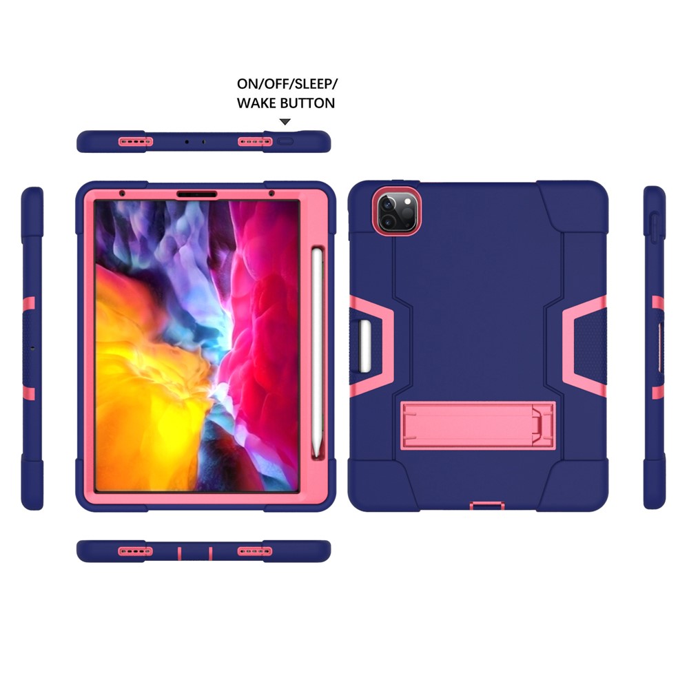  iPad Pro 11 (2018/2020/2021) - Shockproof Hybrid Skal Med Kickstand - Blå/Rosa