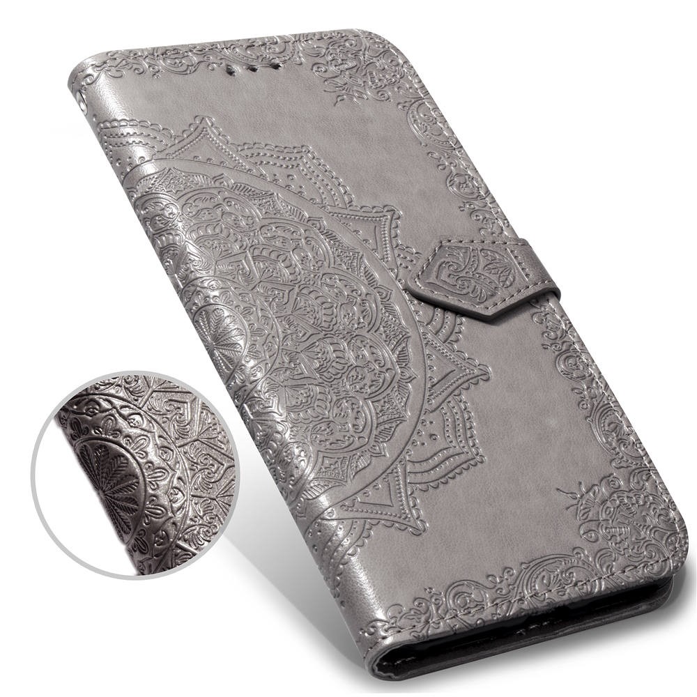  iPhone 7/8/SE (2020/2022) - Mandala Läder Fodral - Grå
