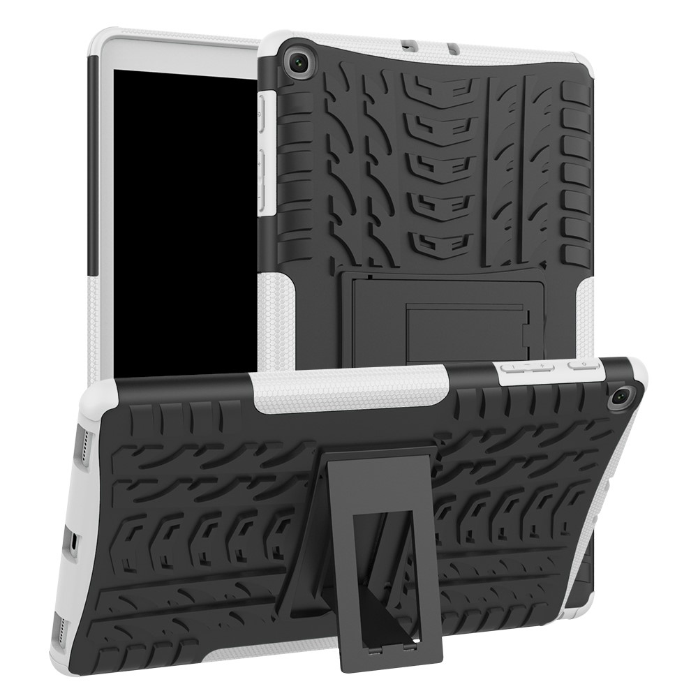  Samsung Galaxy Tab A 10.1 (2019) - Rugged Kickstand Armor Skal - Vit