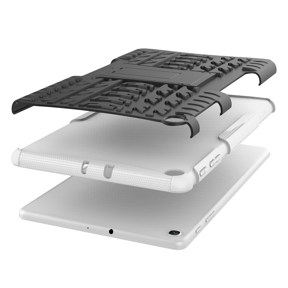  Samsung Galaxy Tab A 10.1 (2019) - Rugged Kickstand Armor Skal - Vit
