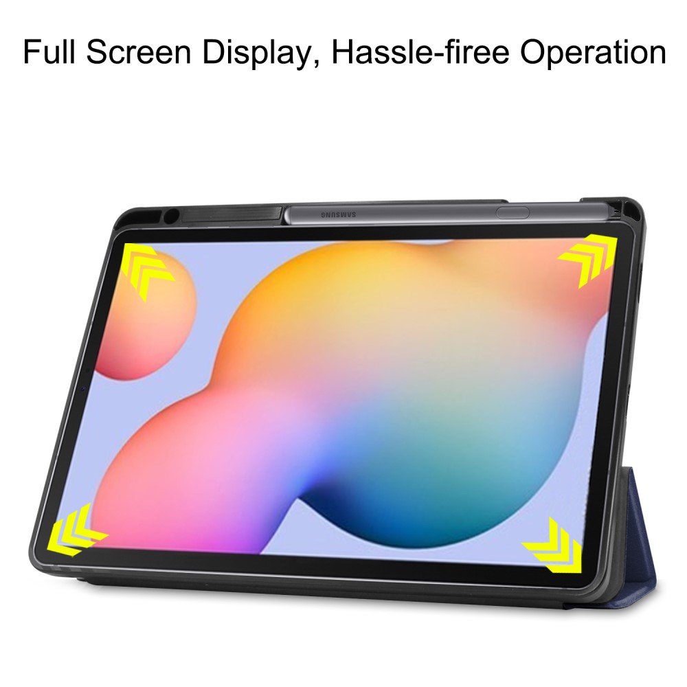  Samsung Galaxy Tab S6 Lite - Tri-Fold Fodral Med Pennhållare - Mörk Blå