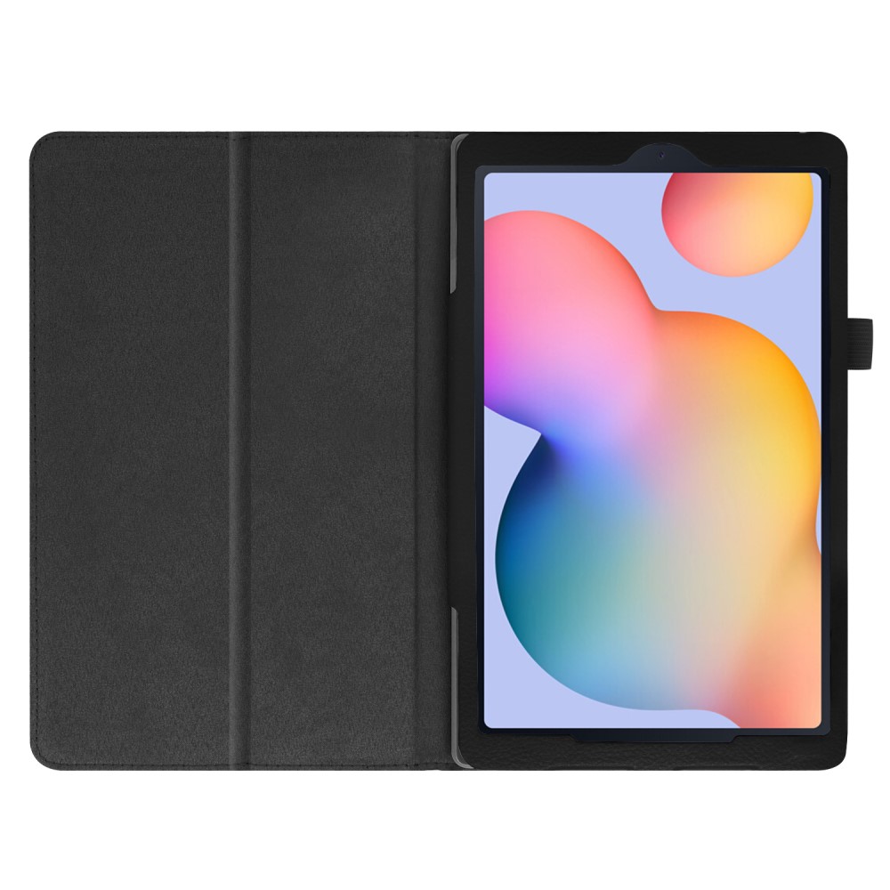  Samsung Galaxy Tab S6 Lite - Litchi Läder Fodral - Svart