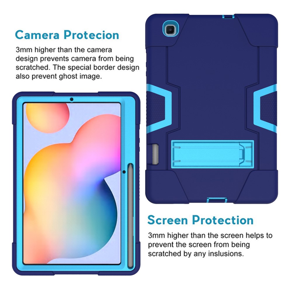 Samsung Galaxy Tab S6 Lite - Shockproof Hybrid Skal Med Kickstand - Blå/Ljus Blå