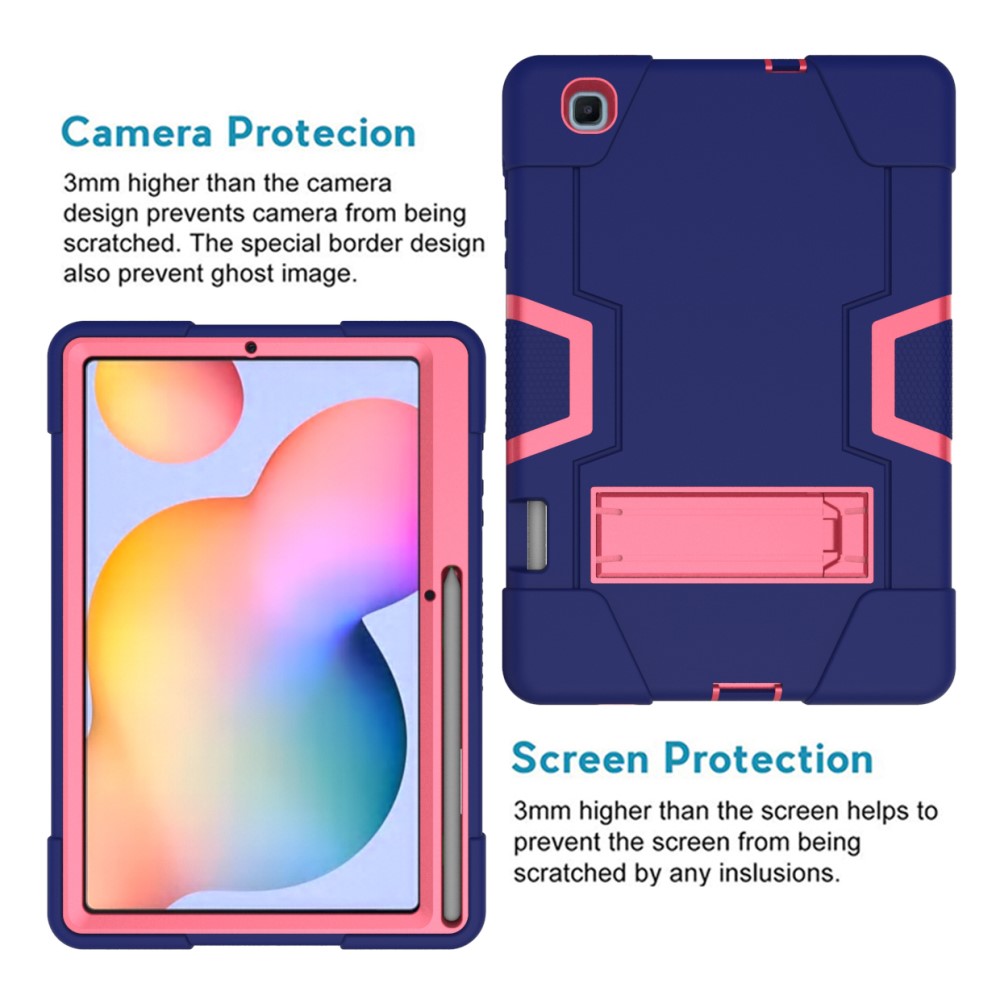  Samsung Galaxy Tab S6 Lite - Shockproof Hybrid Skal Med Kickstand - Blå/Rosa