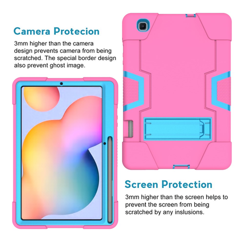  Samsung Galaxy Tab S6 Lite - Shockproof Hybrid Skal Med Kickstand - Rosa/Blå