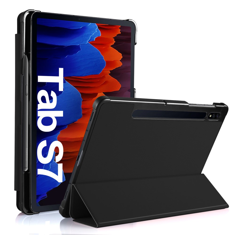  Samsung Tab S7 / Tab S8 - Tri-Fold Fodral Med Pennhållare - Svart