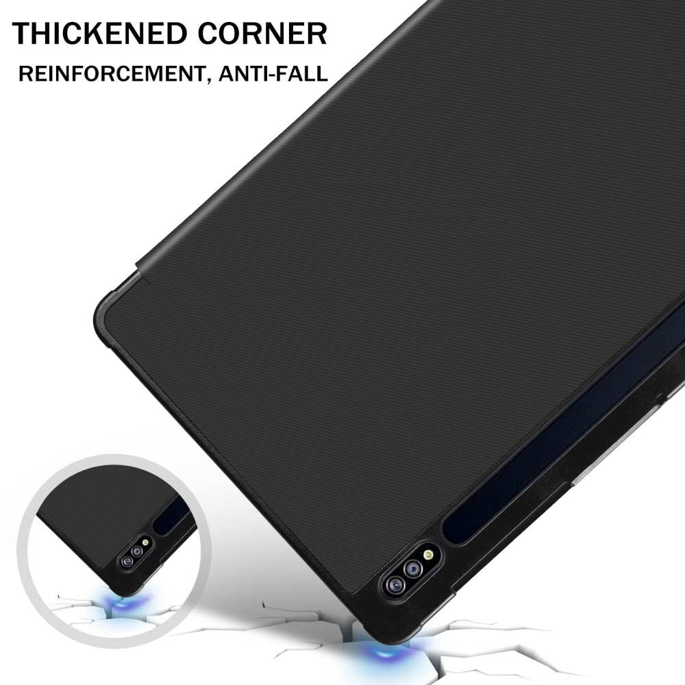  Samsung Tab S7 / Tab S8 - Tri-Fold Fodral Med Pennhållare - Svart
