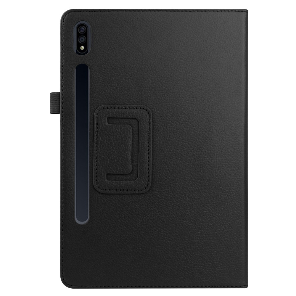  Samsung Galaxy Tab S7 Plus / Tab S8 Plus Litchi Läder Fodral Svart