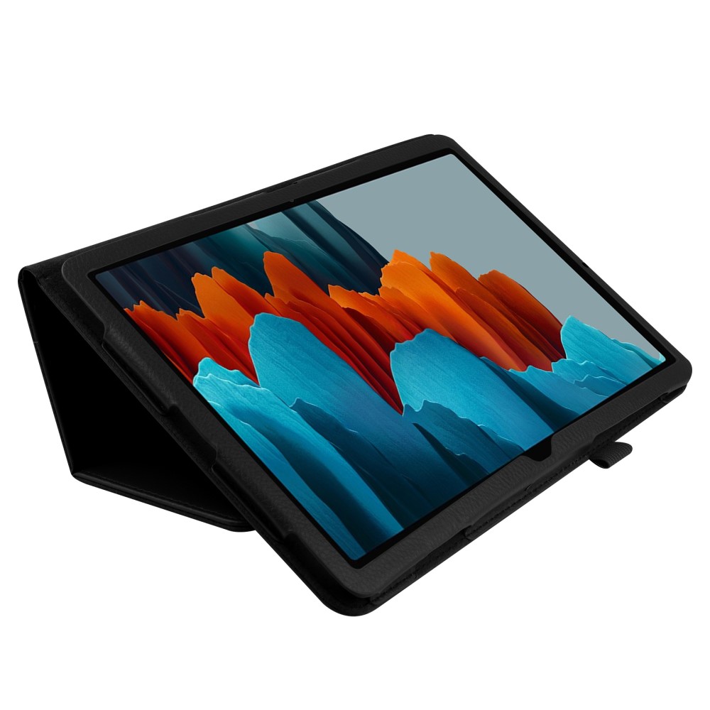  Samsung Galaxy Tab S7 Plus / Tab S8 Plus Litchi Läder Fodral Svart