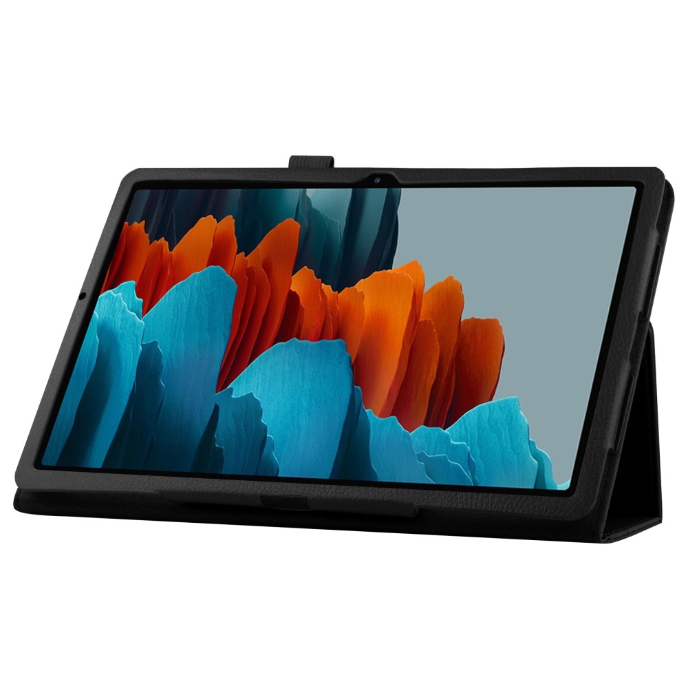  Samsung Galaxy Tab S7 Plus / Tab S8 Plus Litchi Läder Fodral Svart