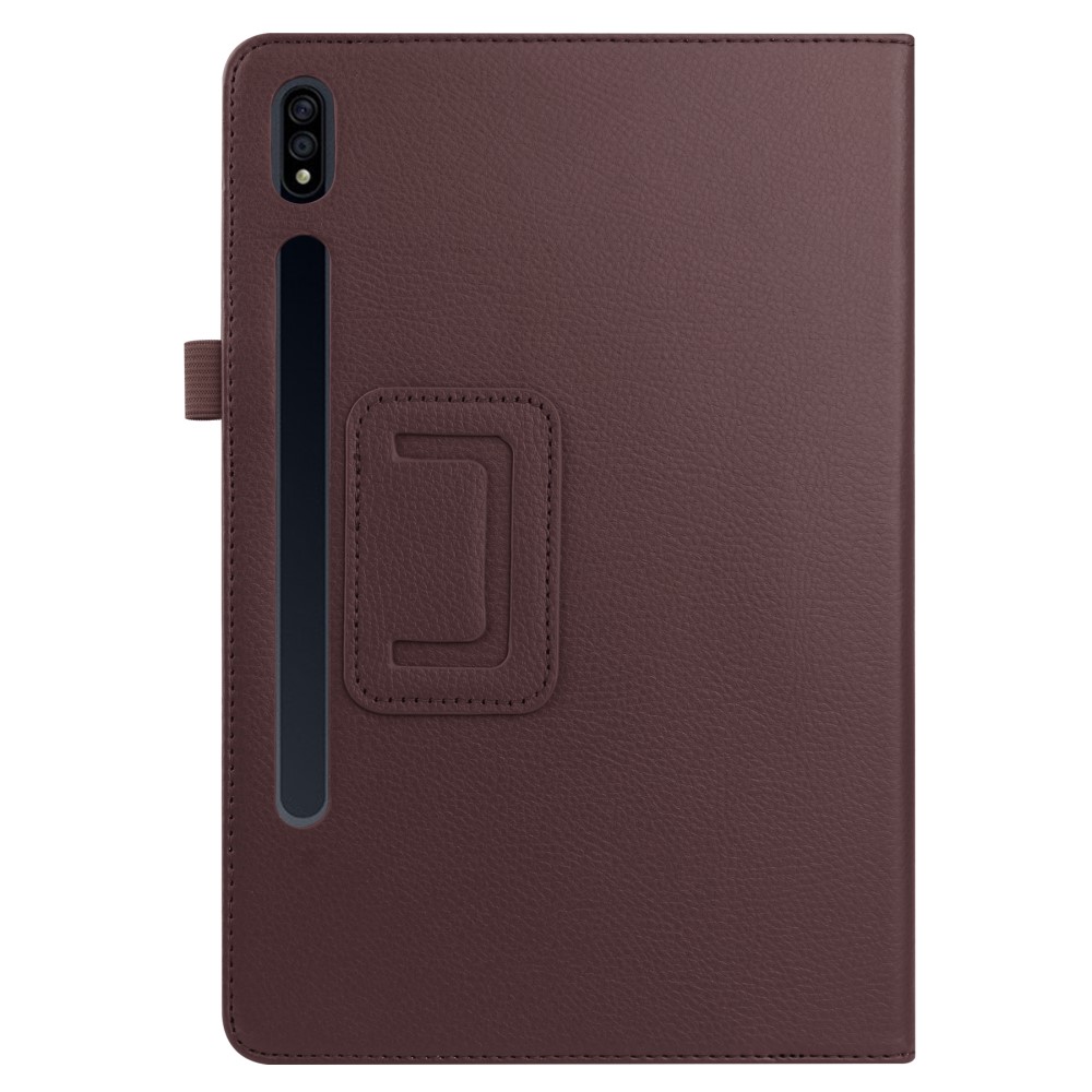  Samsung Galaxy Tab S7 Plus / Tab S8 Plus Litchi Läder Fodral Brun