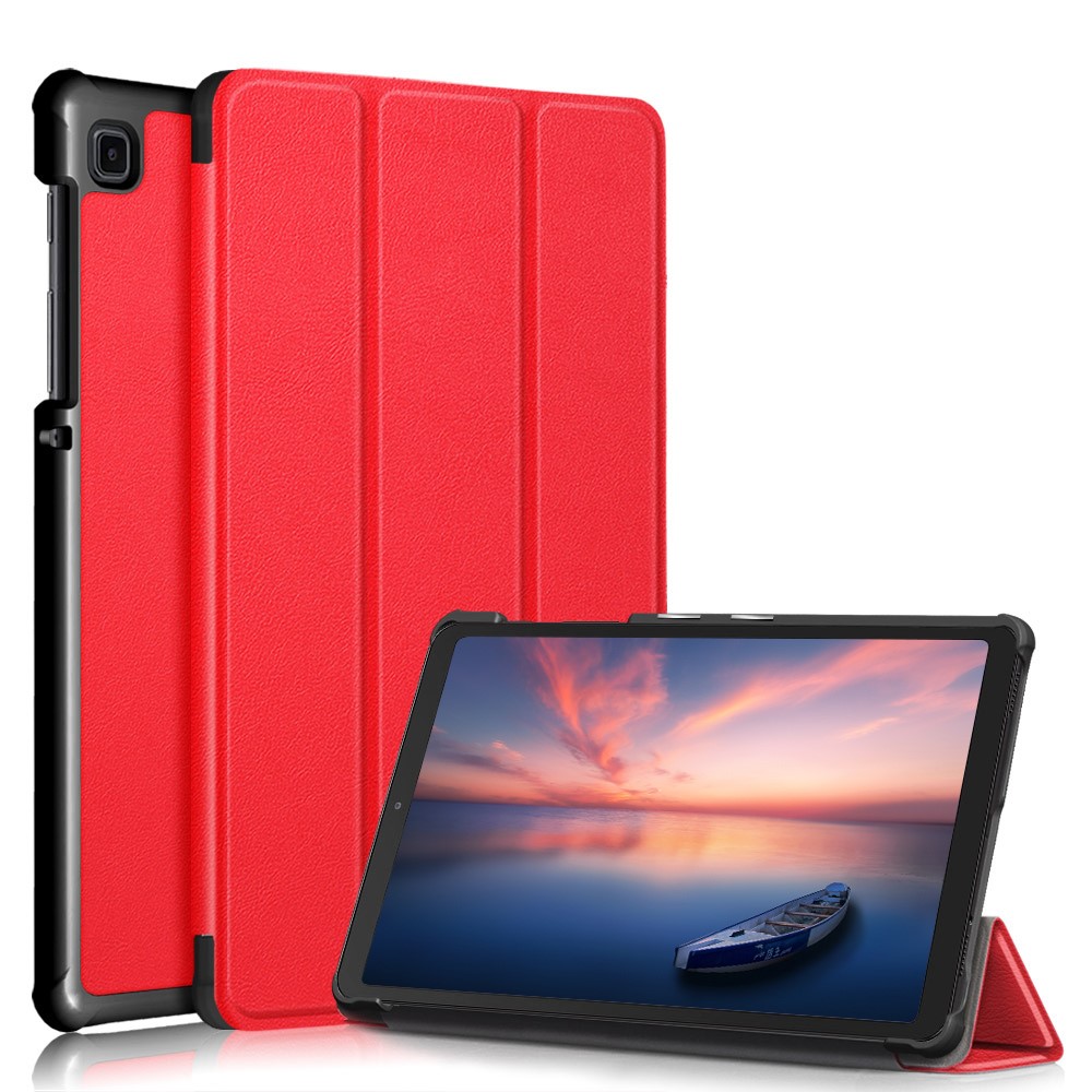  Samsung Galaxy Tab A7 Lite 8.7 - Tri-Fold Läder Fodral - Röd