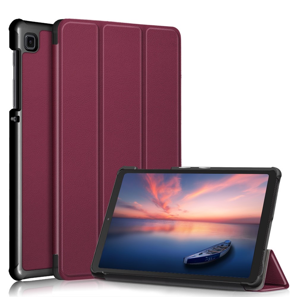  Samsung Galaxy Tab A7 Lite 8.7 - Tri-Fold Läder Fodral - Vinröd