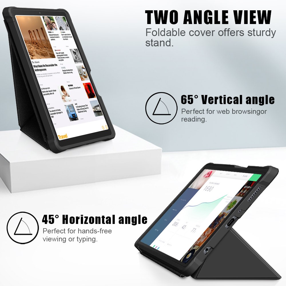  Samsung Galaxy Tab A7 Lite 8.7 - Origami Case Stand Fodral - Svart