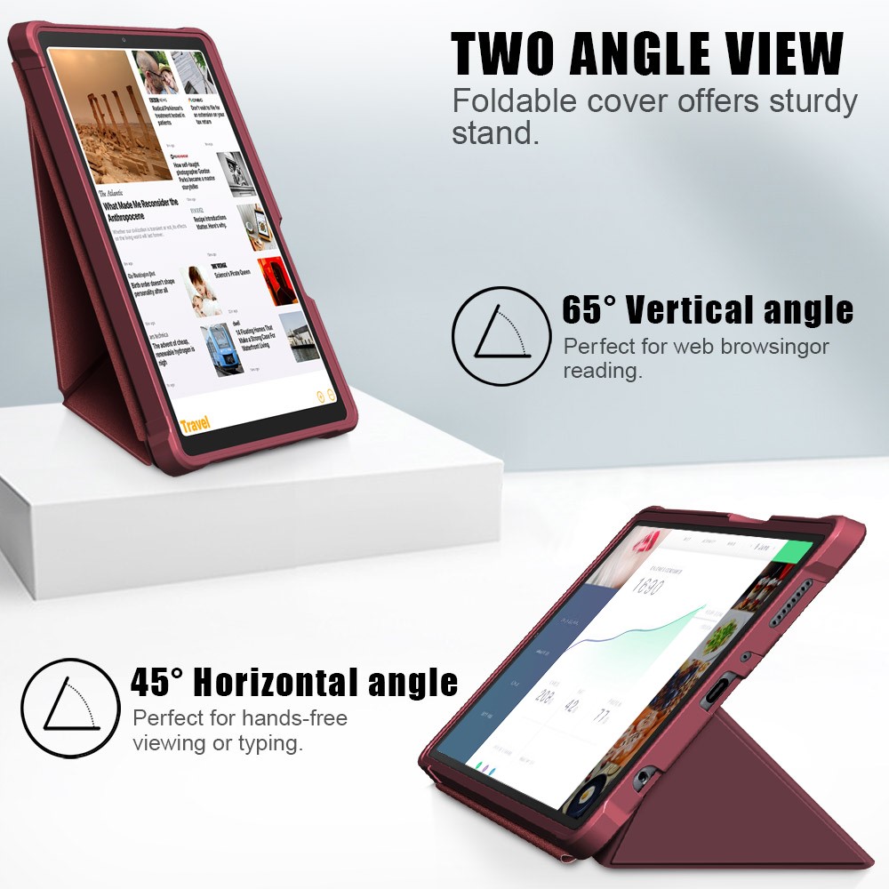  Samsung Galaxy Tab A7 Lite 8.7 - Origami Case Stand Fodral - Vinröd