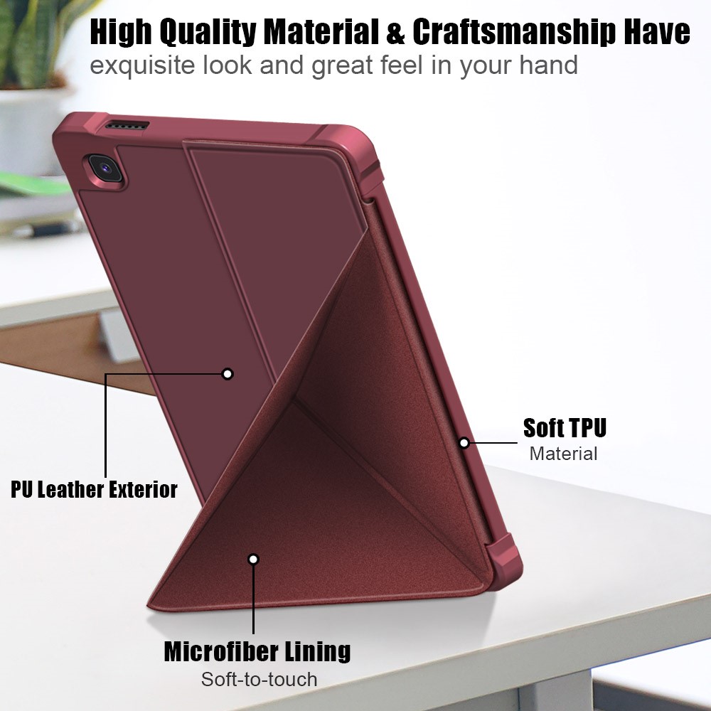  Samsung Galaxy Tab A7 Lite 8.7 - Origami Case Stand Fodral - Vinröd