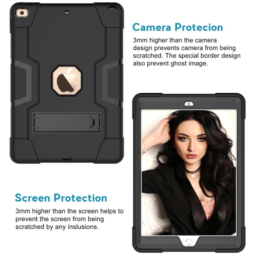  iPad 10.2 2019/2020/2021 Shockproof Hybrid Skal Med Kickstand Svart