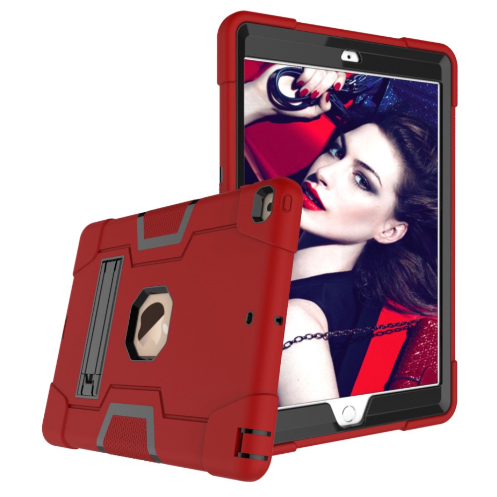  iPad 10.2 2019/2020/2021 Shockproof Hybrid Skal Med Kickstand Röd/Svart