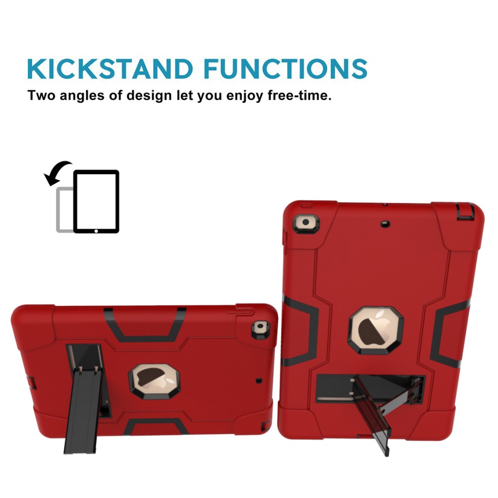  iPad 10.2 2019/2020/2021 Shockproof Hybrid Skal Med Kickstand Röd/Svart