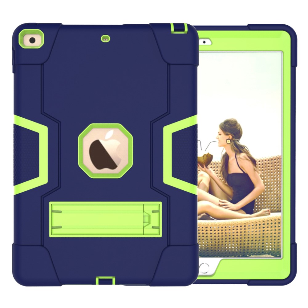  iPad 10.2 2019/2020/2021 Shockproof Hybrid Skal Med Kickstand Mörk Blå/Grön