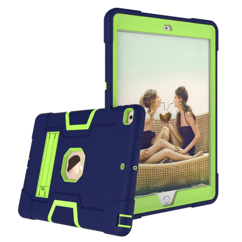  iPad 10.2 2019/2020/2021 Shockproof Hybrid Skal Med Kickstand Mörk Blå/Grön