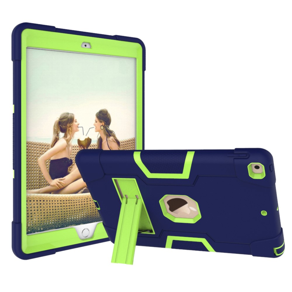  iPad 10.2 2019/2020/2021 Shockproof Hybrid Skal Med Kickstand Mörk Blå/Grön