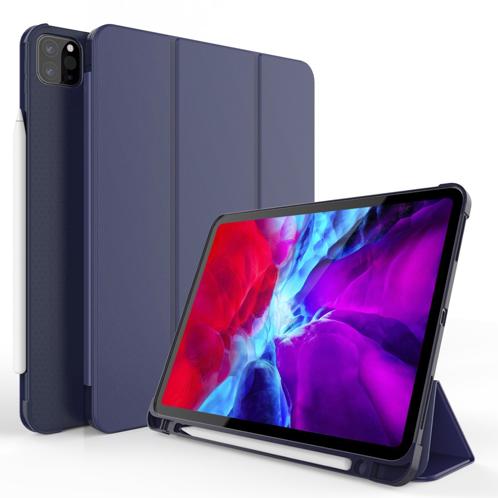  iPad Pro 11 (2018/2020/2021) - Tri-Fold Smart Fodral Pennhållare - Blå
