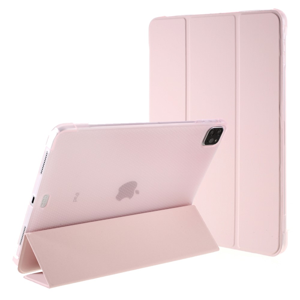  iPad Pro 11 (2018/2020/2021) - Tri-Fold Läder Fodral Pennhållare - Ljus Rosa