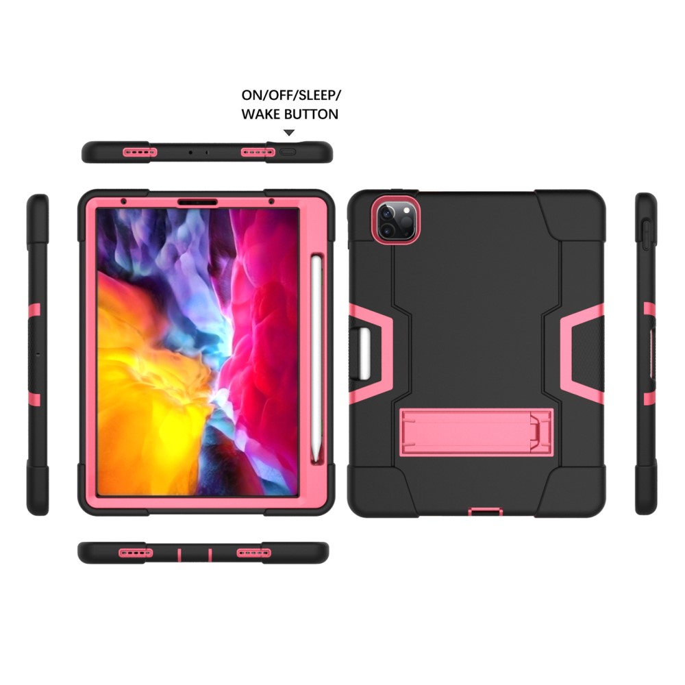  iPad Pro 12.9 (2020/2021) - Shockproof Skal Med Kickstand - Svart/Rosa