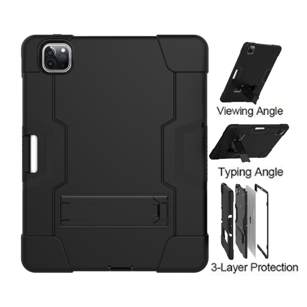  iPad Pro 12.9 (2020/2021) - Shockproof Skal Med Kickstand - Svart