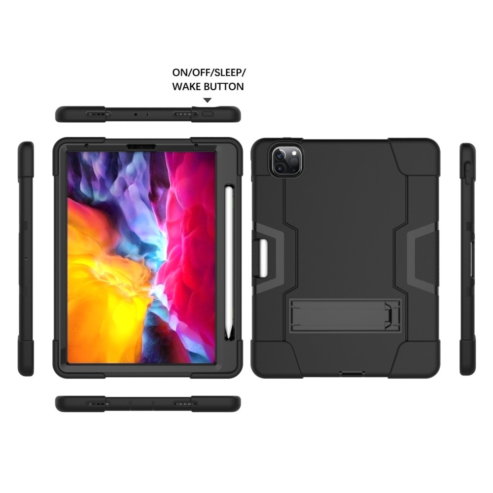  iPad Pro 12.9 (2020/2021) - Shockproof Skal Med Kickstand - Svart